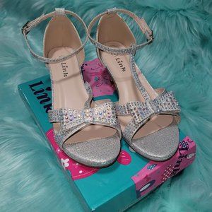 Silver Ankle Strap Heels (Kids) Size 2